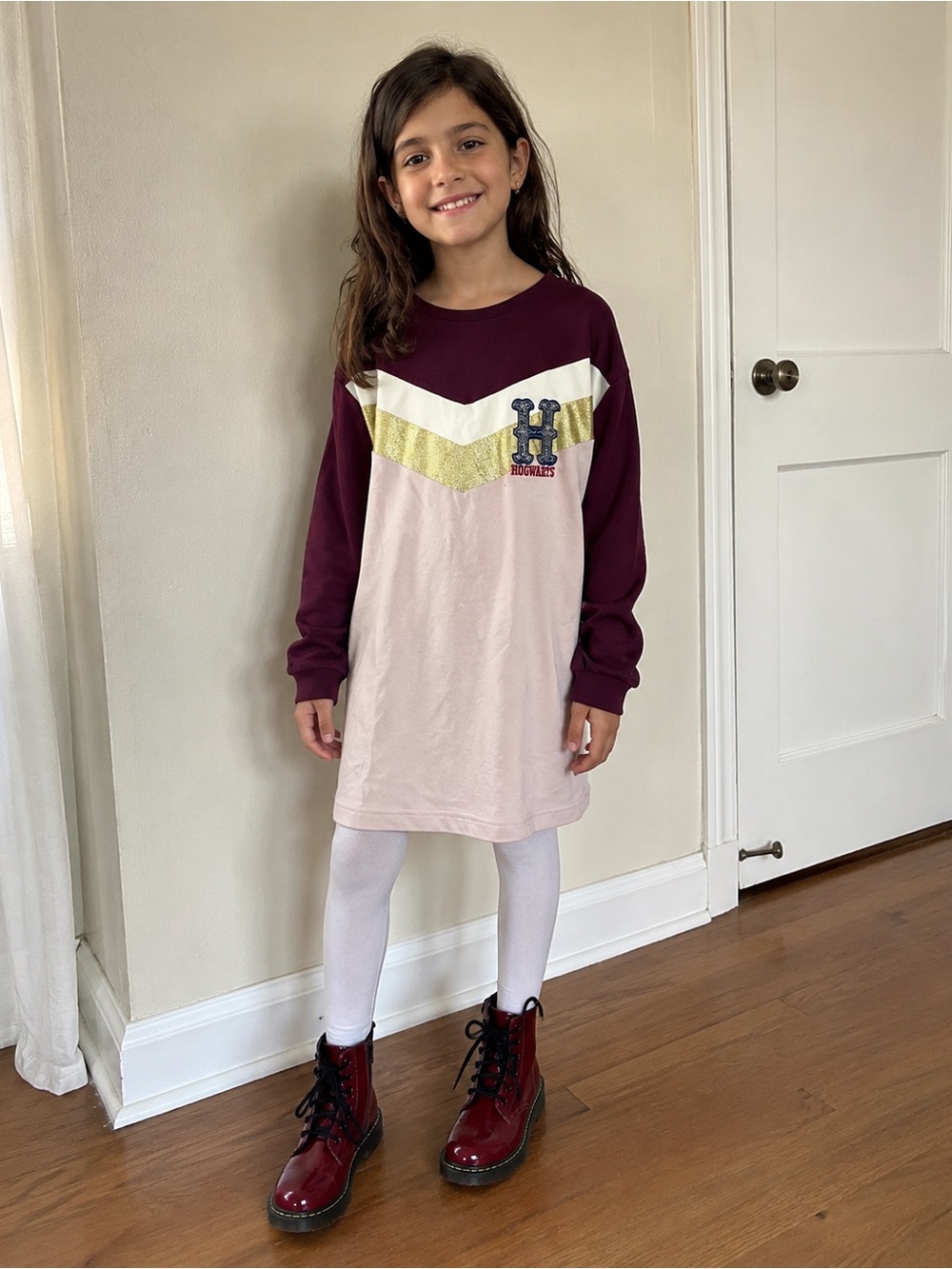H&M girls multicoloured Hogwarts sweater dress ~ size 6-8